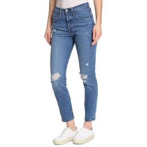 Levi's 501 High Waisted Distressed Skinny Jeans